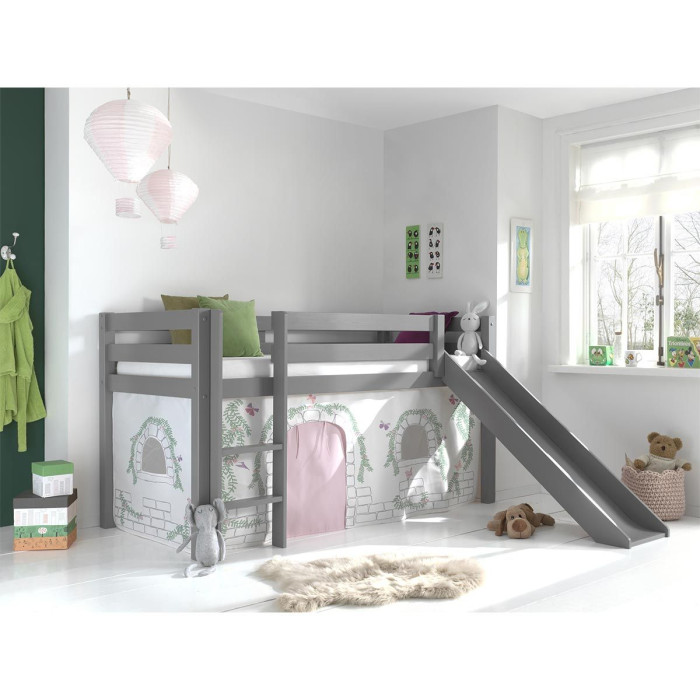 Paris Prix Pack - Lit Enfant Toboggan & Tente "Pino Birdy" Gris