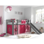 Paris Prix Pack - Lit Enfant Toboggan & Tente "Pino Flower" Gris