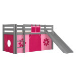 paris prix Pack - Lit Enfant Toboggan & Tente "Pino Flower" Gris
