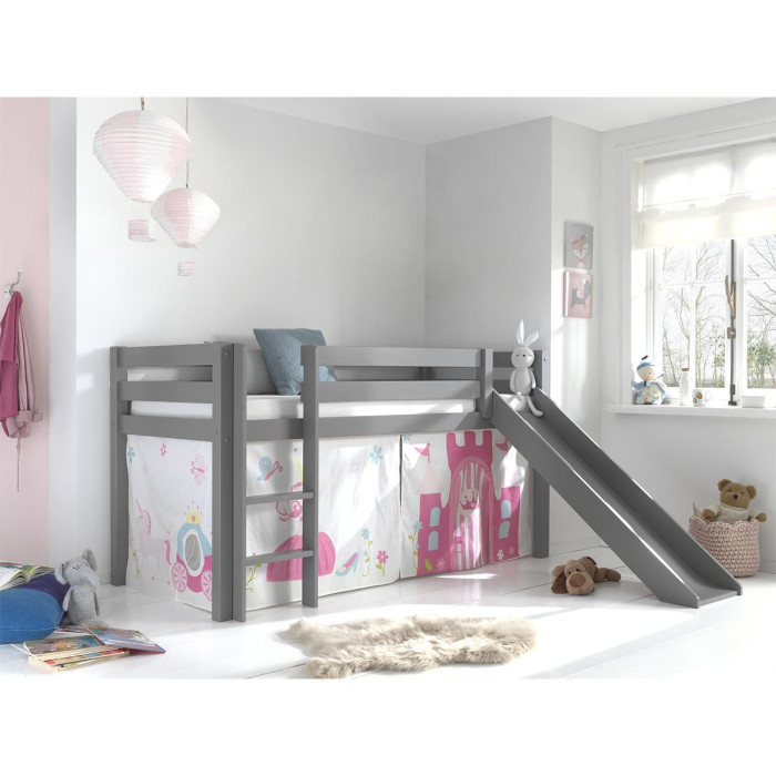 Paris Prix Pack - Lit Enfant Toboggan & Tente "Pino Princesse" Gris
