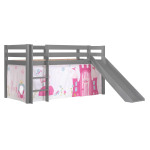 paris prix Pack - Lit Enfant Toboggan & Tente "Pino Princesse" Gris