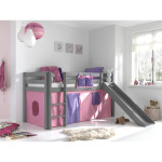 Paris Prix Pack - Lit Enfant Toboggan & Tente "Pino Rose" Gris