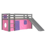 paris prix Pack - Lit Enfant Toboggan & Tente "Pino Rose" Gris