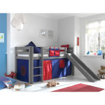 Paris Prix Pack - Lit Enfant Toboggan & Tente "Pino Rouge" Gris