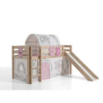Paris Prix Pack - Lit Enfant Toboggan Tente Tunnel & 3 Pochettes "Pino Birdy" Naturel