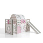 Paris Prix Pack - Lit Enfant Toboggan Tente Tunnel & 3 Pochettes "Pino Birdy" Blanc