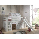 Paris Prix Pack - Lit Enfant Toboggan Tente & Tunnel "Pino Birdy" Blanc