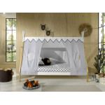 Paris Prix Pack - Lit Enfant & Voile "Tipi" 90x200cm Blanc