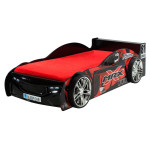 paris prix Pack - Lit Enfant Voiture & Matelas "MRX" 90x200cm Noir