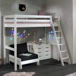 paris prix Pack - Lit Mezzanine Commode & Fauteuil-Lit "Pino II" Blanc