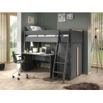 Paris Prix Pack - Lit Mezzanine Enfant Armoire & Bureau "London" Anthracite