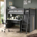 paris prix Pack - Lit Mezzanine Enfant Armoire & Bureau "London" Anthracite