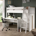 paris prix Pack - Lit Mezzanine Enfant & Armoire & Bureau "London" Blanc