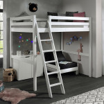 Paris Prix Pack - Lit Mezzanine Enfant Commode & Fauteuil-Lit "Pino" Blanc