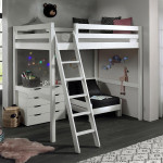 Paris Prix Pack - Lit Mezzanine Enfant Commode & Fauteuil-Lit "Pino II" Blanc