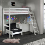 paris prix Pack - Lit Mezzanine Enfant Commode & Fauteuil-Lit "Pino" Blanc