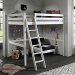 paris prix Pack - Lit Mezzanine Enfant & Fauteuil-Lit "Pino" Blanc