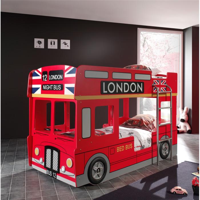Paris Prix Pack - Lit Superposé Enfant & 2 Matelas "Londres" 90x200cm Rouge