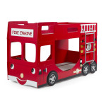 paris prix Pack - Lit Superposé Enfant & 2 Matelas "Pompier" Rouge