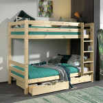 Paris Prix Pack - Lit Superposé Enfant & 2 Tiroirs "Pino" 90x200cm Naturel