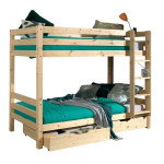 paris prix Pack - Lit Superposé Enfant & 2 Tiroirs "Pino" 90x200cm Naturel