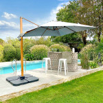 Paris Prix Parasol Déporté Imitation Bois "Sevilla" 250cm Gris
