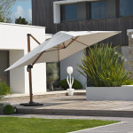 Paris Prix Parasol Déporté Imitation Bois "Sevilla" 400cm Gris