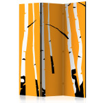 paris prix Paravent 3 Volets "Birches on the Orange Background" 135x172cm