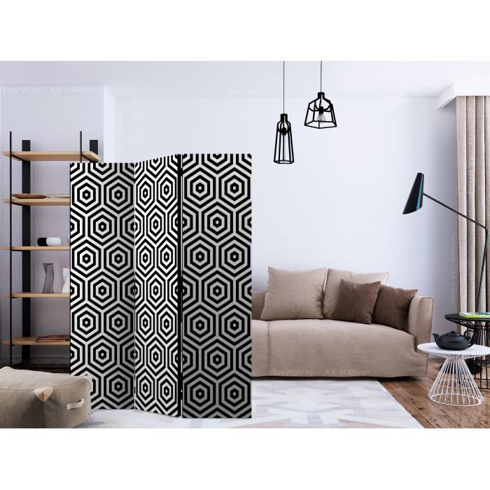 Paris Prix Paravent 3 Volets "Black & White Hypnosis" 135x172cm