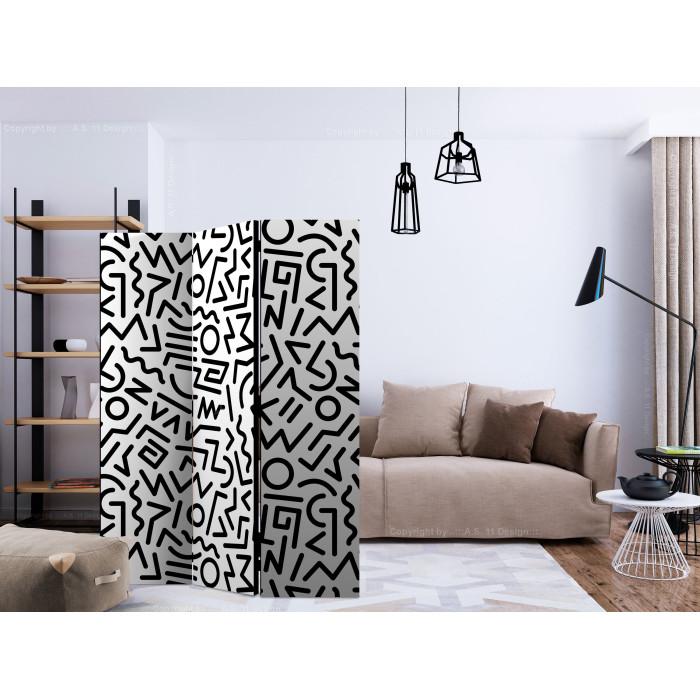 Paris Prix Paravent 3 Volets "Black & White Maze" 135x172cm
