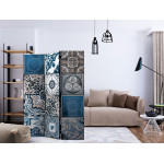 Paris Prix Paravent 3 Volets "Blue Arabesque" 135x172cm