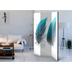 Paris Prix Paravent 3 Volets "Blue Feathers" 135x172cm