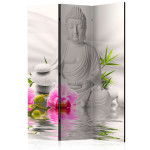 paris prix Paravent 3 Volets "Buddha & Orchids" 135x172cm