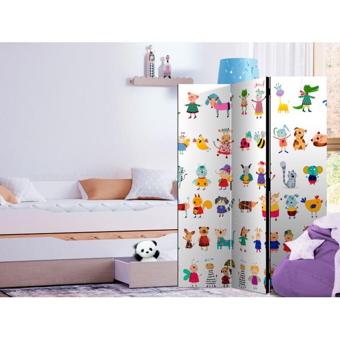 Paris Prix Paravent 3 Volets "Cartoon Pets" 135x172cm