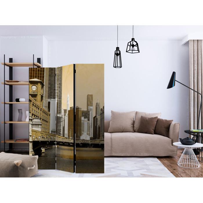 Paris Prix Paravent 3 Volets "Chicago's Bridge Vintage Effect" 135x172cm