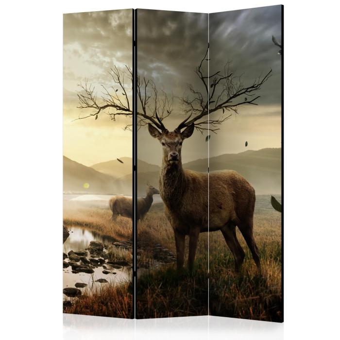Paris Prix Paravent 3 Volets "Deers By Mountain Stream" 135x172cm