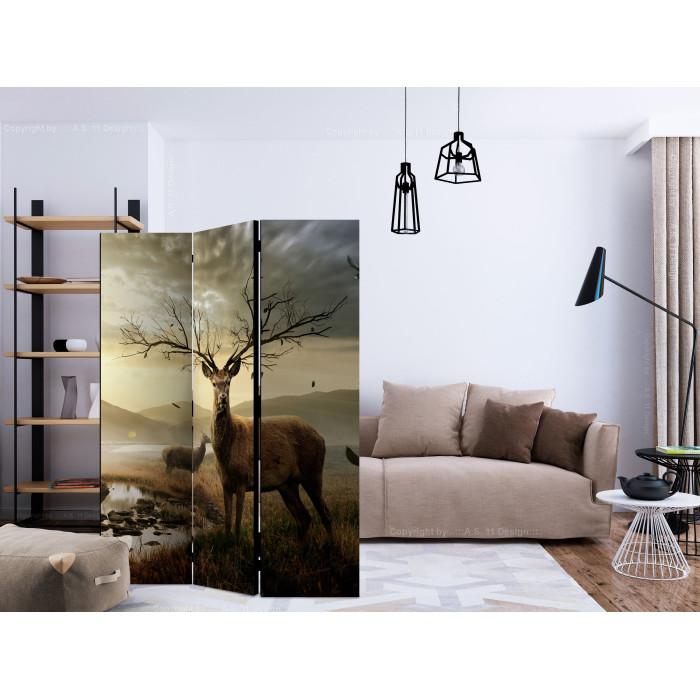 Paris Prix Paravent 3 Volets "Deers By Mountain Stream" 135x172cm
