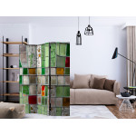 Paris Prix Paravent 3 Volets "Emerald Stained Glass" 135x172cm
