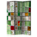 paris prix Paravent 3 Volets "Emerald Stained Glass" 135x172cm