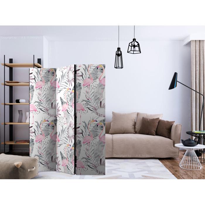 Paris Prix Paravent 3 Volets "Flamingos & Twigs" 135x172cm