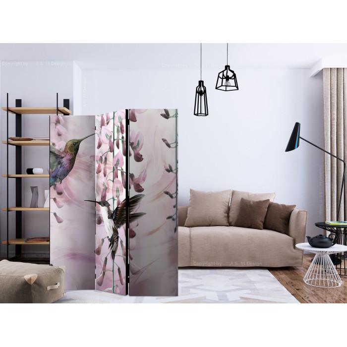 Paris Prix Paravent 3 Volets "Flying Hummingbirds Pink" 135x172cm