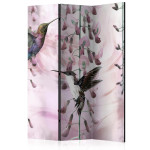 paris prix Paravent 3 Volets "Flying Hummingbirds Pink" 135x172cm