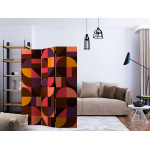 Paris Prix Paravent 3 Volets "Geometric Mosaic Red" 135x172cm