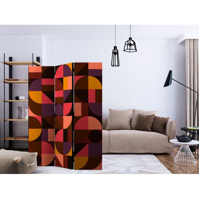 Paris Prix Paravent 3 Volets "Geometric Mosaic Red" 135x172cm
