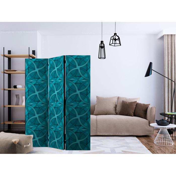Paris Prix Paravent 3 Volets "Geometric Turquoise" 135x172cm