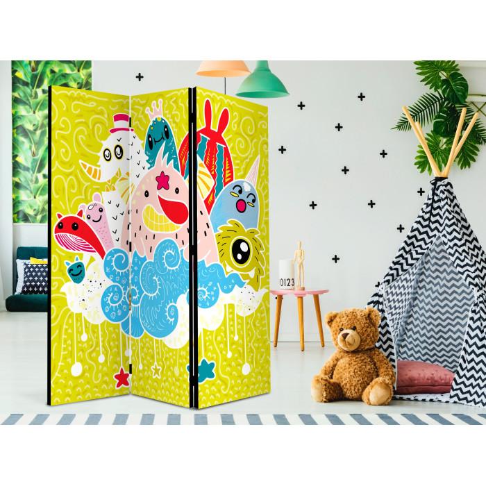 Paris Prix Paravent 3 Volets "Happy Creatures" 135x172cm
