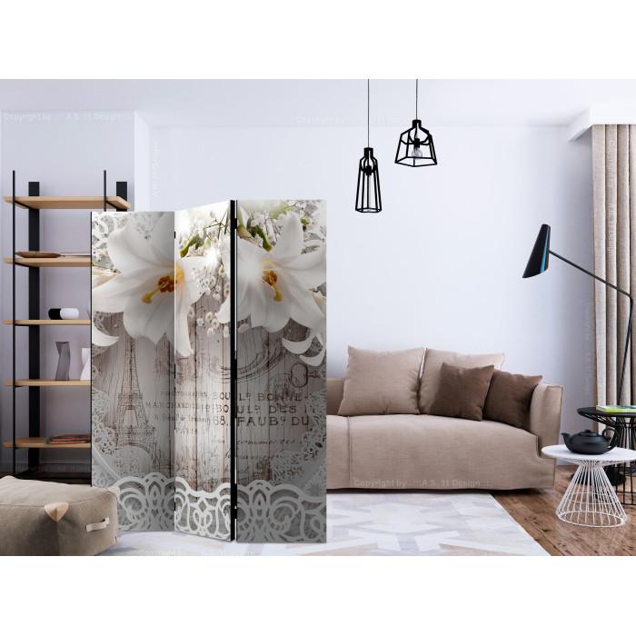 Paris Prix Paravent 3 Volets "Lilies & Quilted Background" 135x172cm