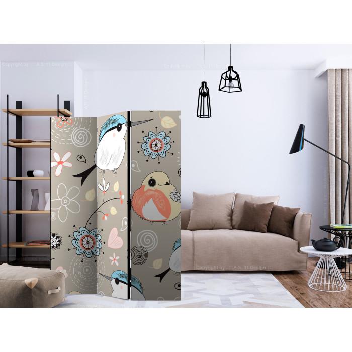 Paris Prix Paravent 3 Volets "Natural Pattern With Birds" 135x172cm