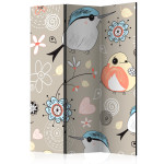 paris prix Paravent 3 Volets "Natural Pattern with Birds" 135x172cm