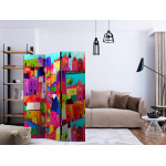 Paris Prix Paravent 3 Volets "Rainbow Hued Town" 135x172cm